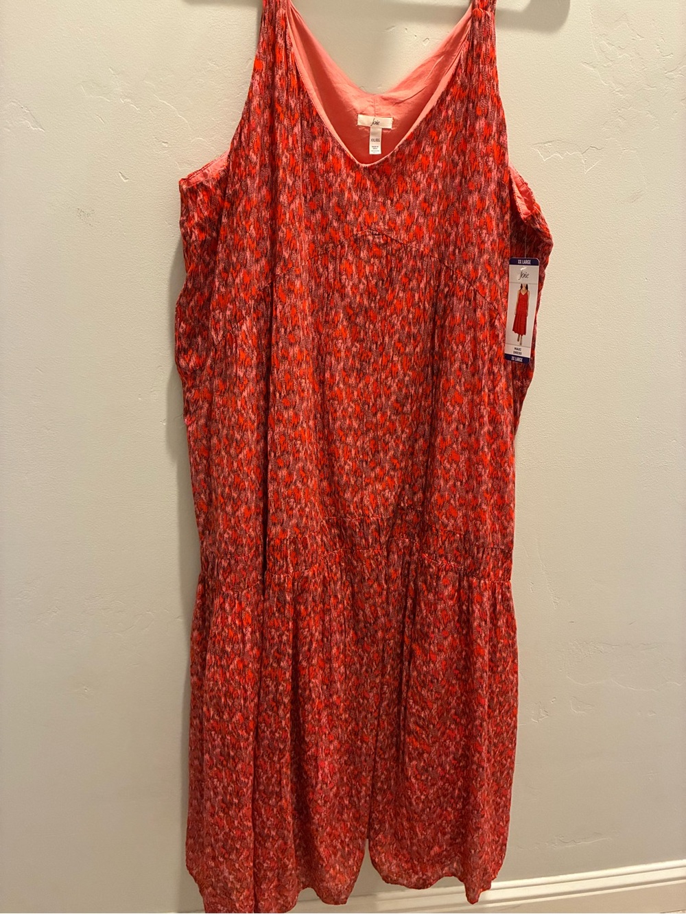 Jolie Red Orange Printed Sleeveless V-Neck Dress